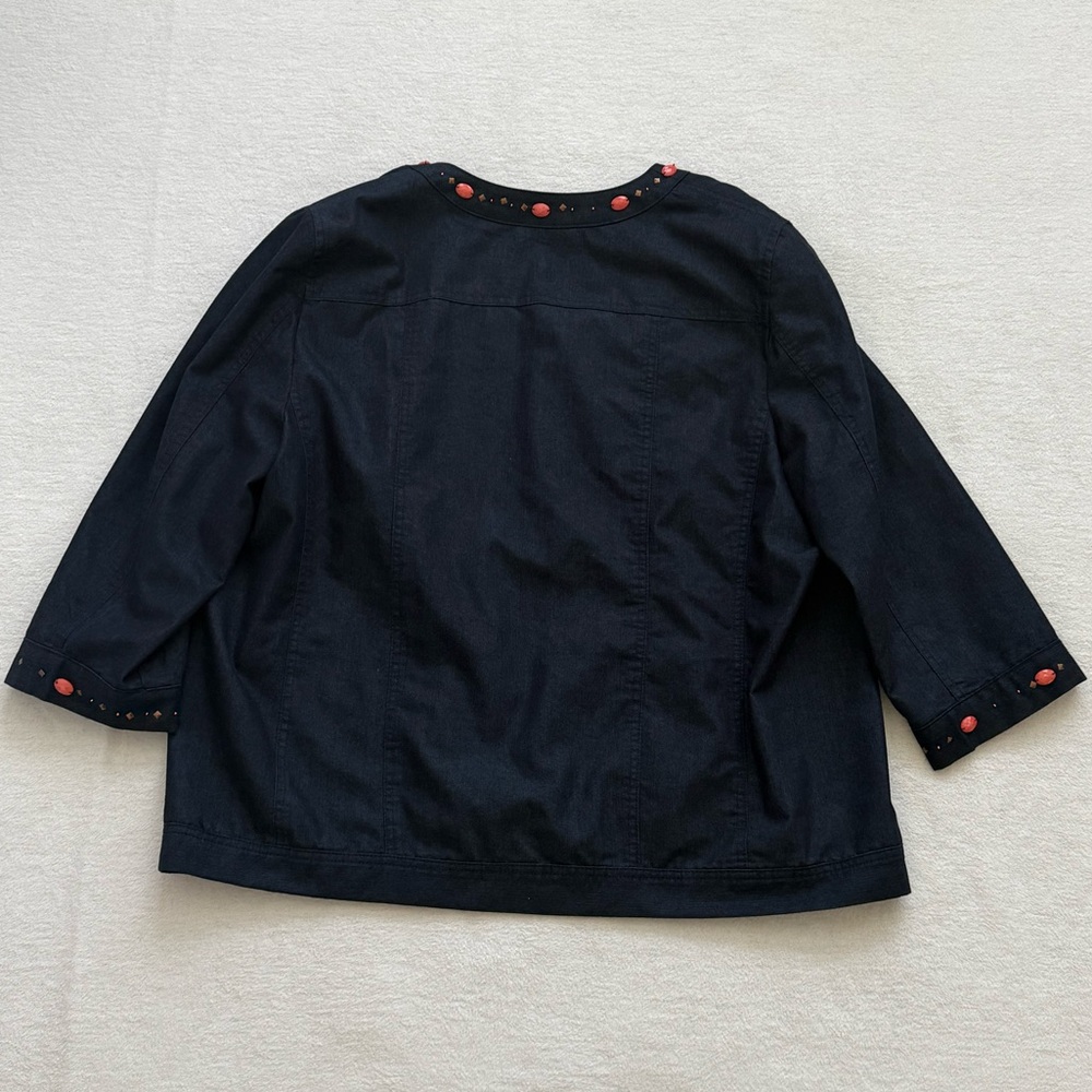 Alfred Dunner Embellished Denim Jacket Size 18 3/4 Sleeves - Picture 10 of 14